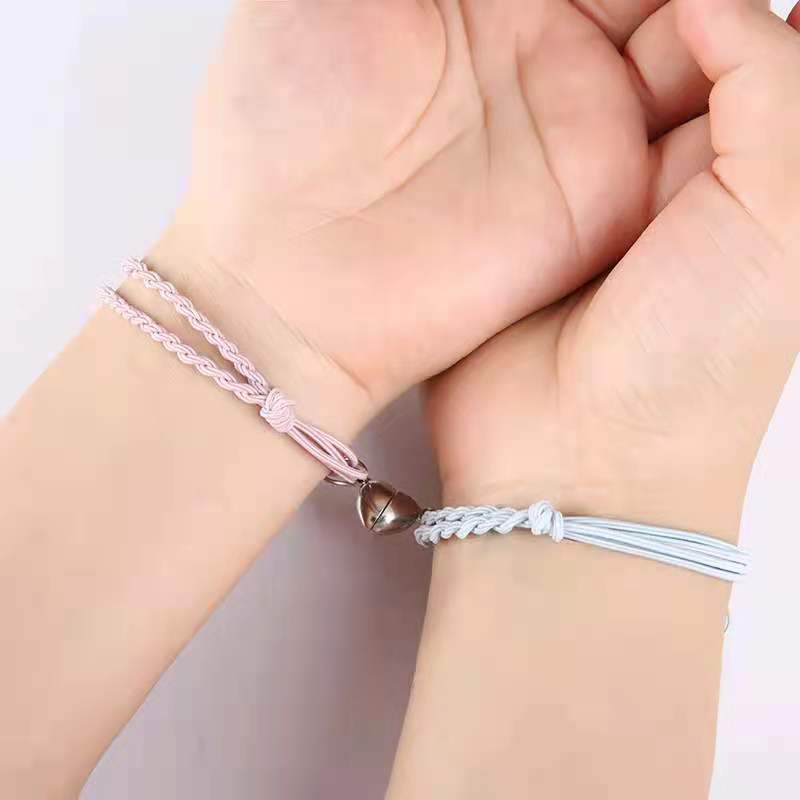 2 pcs Gelang Couple / Gelang Pasangan Magnet Tali Elastis Gelang Tangan Pria Wanita Murah