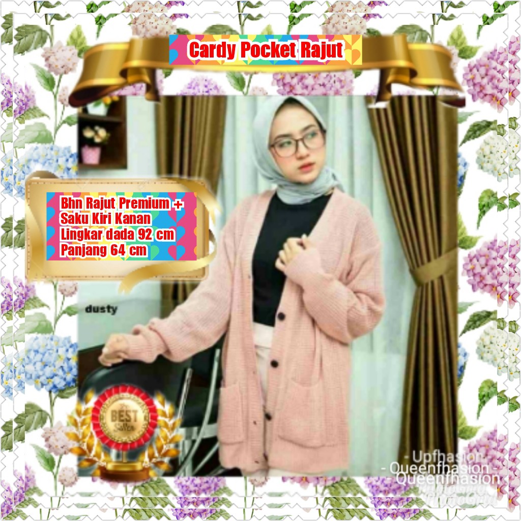 TERMURAH CARDY POCKET RAJUT WHITE / ARMY / DUSTY PINK/TERBARU/TERPOPULER/TERLARIS/TERMURAH