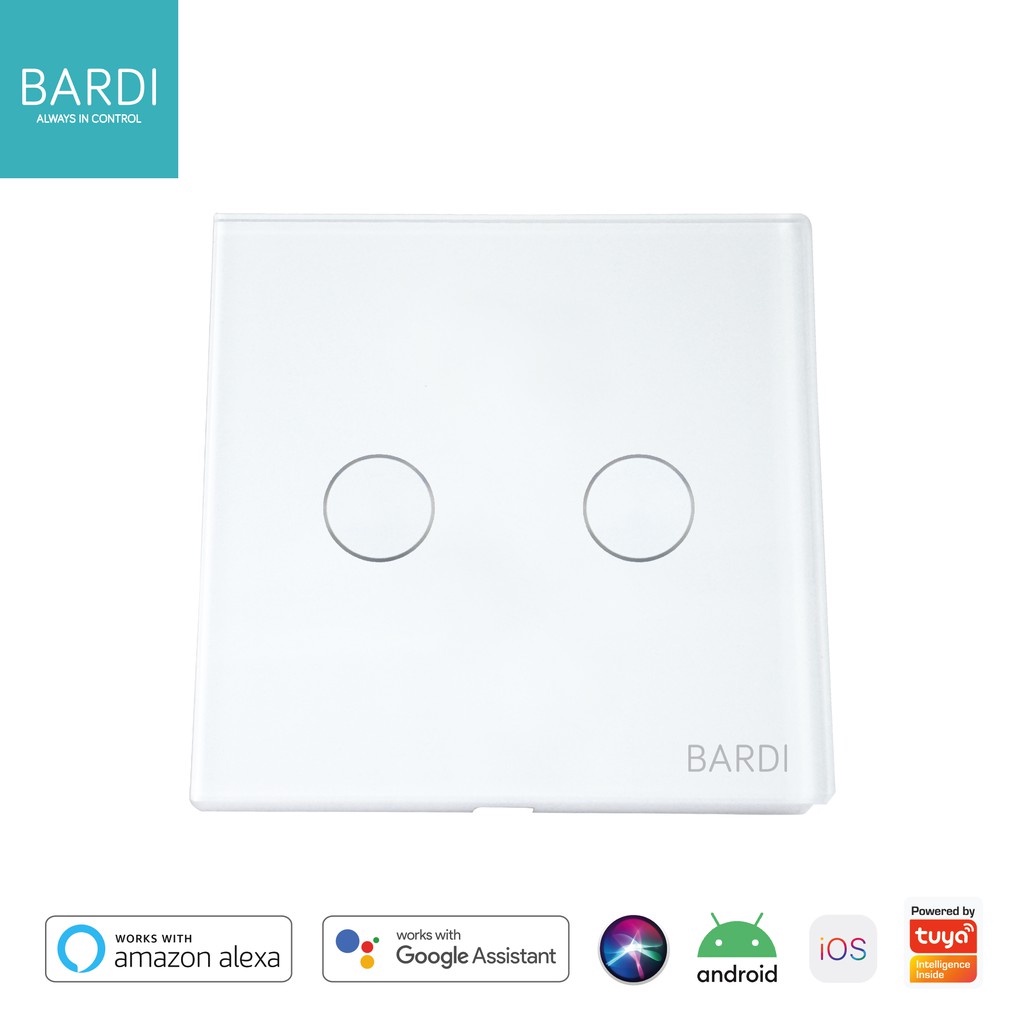 Bardi Smart WiFi Touch Wallswitch [EU 2 Gang] On Off Lampu Touch Screen