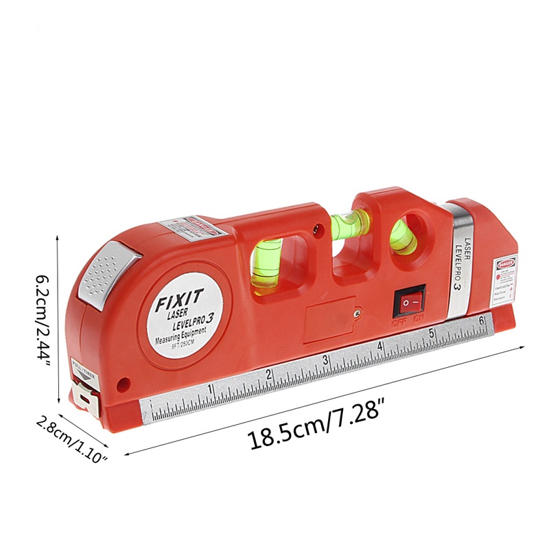 Zzz LV03 Level Horizontal Vertical Line Measuring Tape Tester/Penggaris Merah