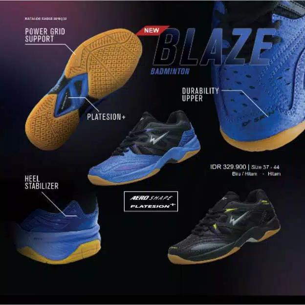 Baru sepatu olah raga bagus❣☞ Sepatu Badminton EAGLE BLAZE 37-44 Original - Hitam, 37