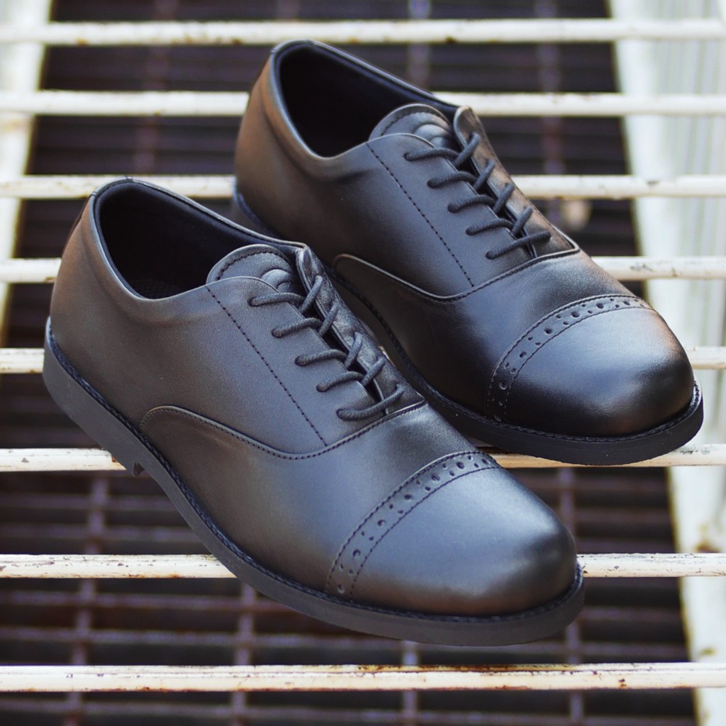 Amedeo Black | Sepatu Kulit Asli Formal Vintage Klasik Pria Cowo Men Oxford Footwear | FORIND Greata