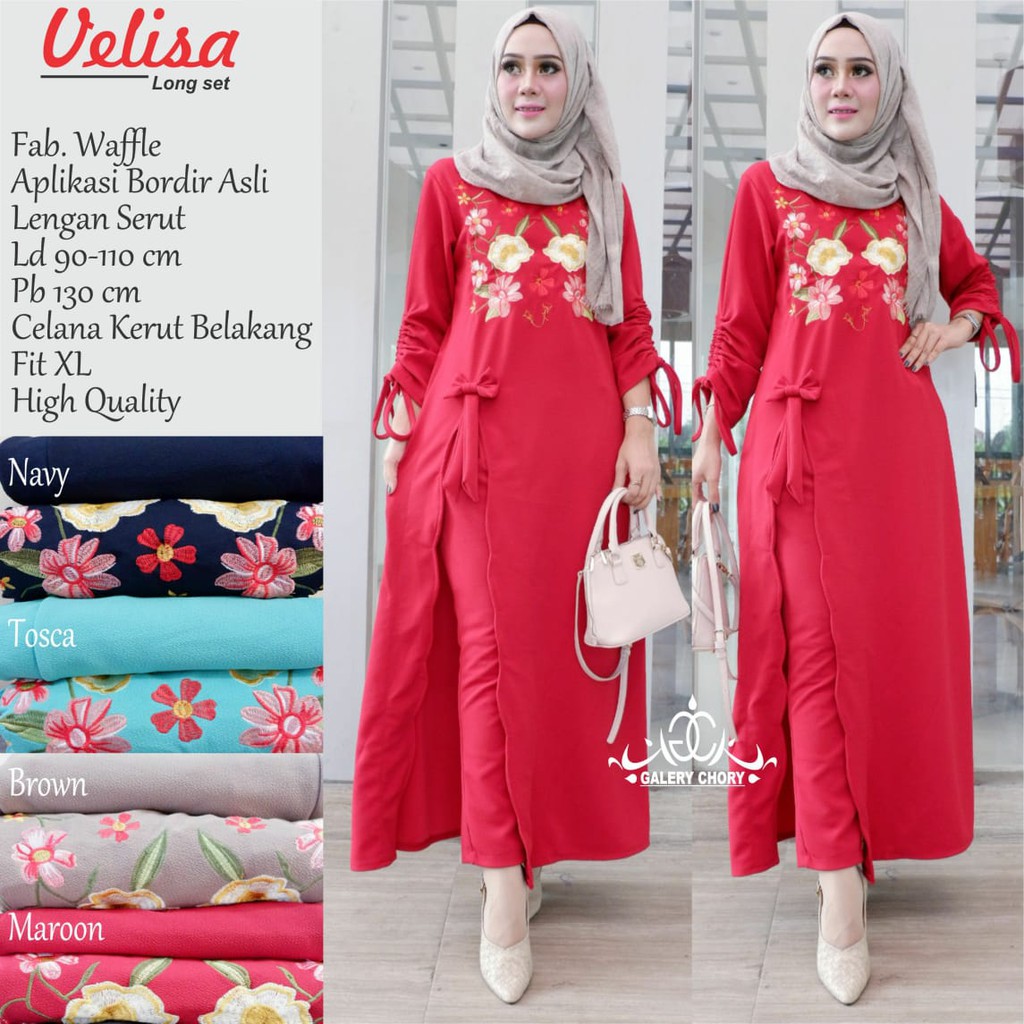 Gamis Long Set Velisa Dress Maxi Ori Galeri Chory