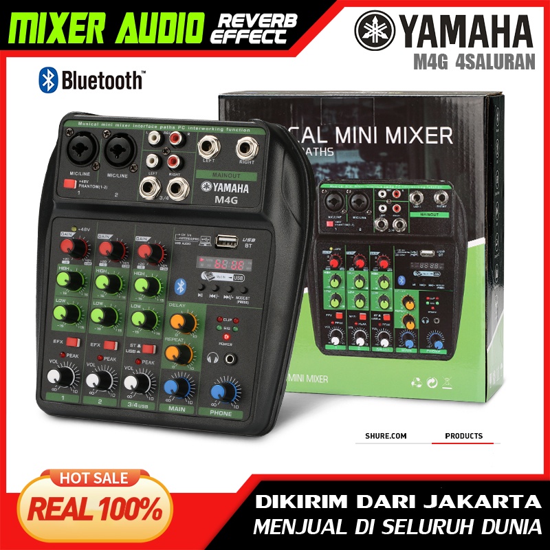 Mixer Audio Profesional YAMAHA M4G 4 saluran mendukung pemutaran Bluetooth/USB/MP3/PC peralatan rekaman Koleksi alat musik keluarga bernyanyi dj menggunakan Dukungan untuk penggunaan di dalam kendaraan