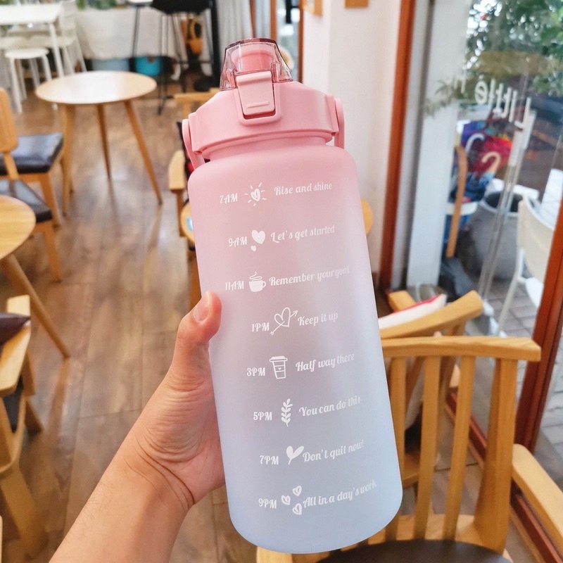 Botol Minum 2 Liter 2000ML Korea VIRAL Botol Motivasi FREE BUBBLE PACKING