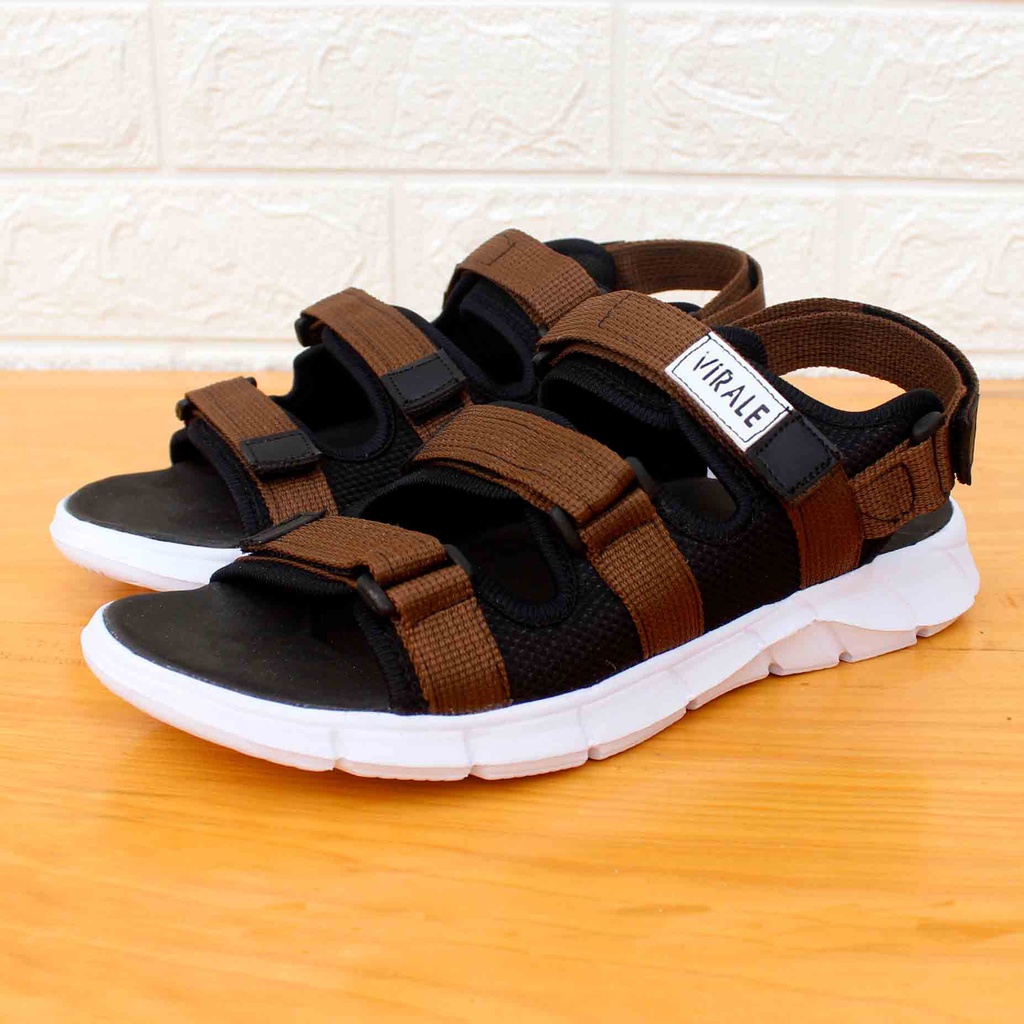 Sandal Gunung Pria Casual Outdoor Murah Sendal Selop Original Traveling Keren PL-01 TL ABU