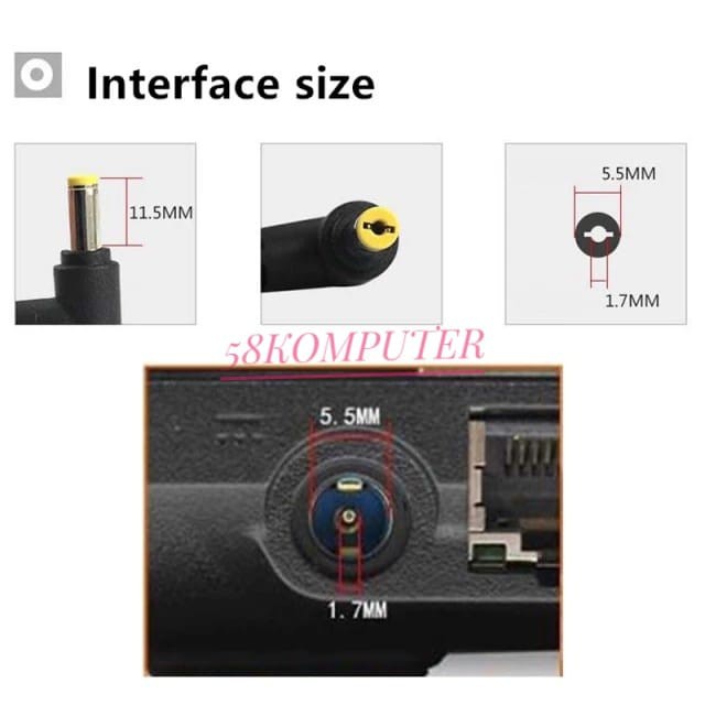Adapter Charger Laptop  acer aspire one KAV10, KAV60  P531 19V 1.58A 30W 5.5.1.7