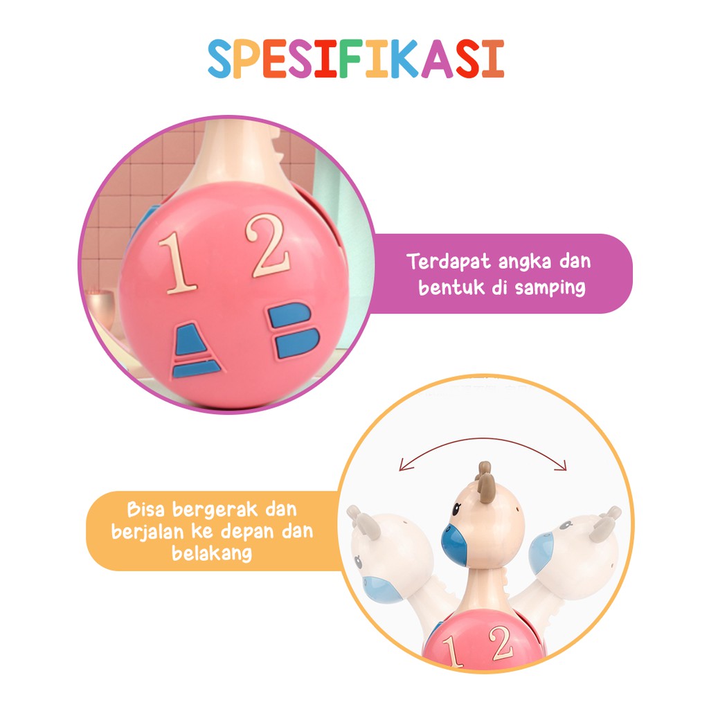 Mainan Bayi Tumbler Roda Rattle Roly Poly Karakter Rusa KIDS LAND-4