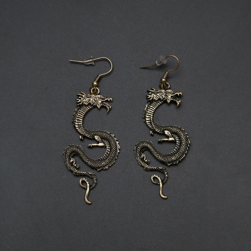 SIY  Vintage Bronze Firery Dragon Hook Earrings Dragon Totem Drop Earrings Jewelry