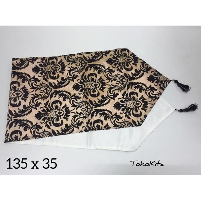 Table runner/ taplak meja panjang - gold black