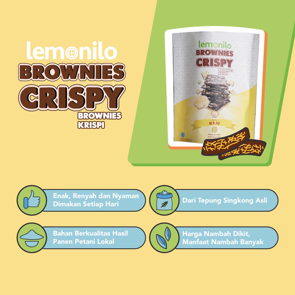 HD Management Lemonilo Brownies Crispy Rasa Chocochips &amp; Keju 40 gr | Crispy Cookies | Snack Manis Camilan Sehat