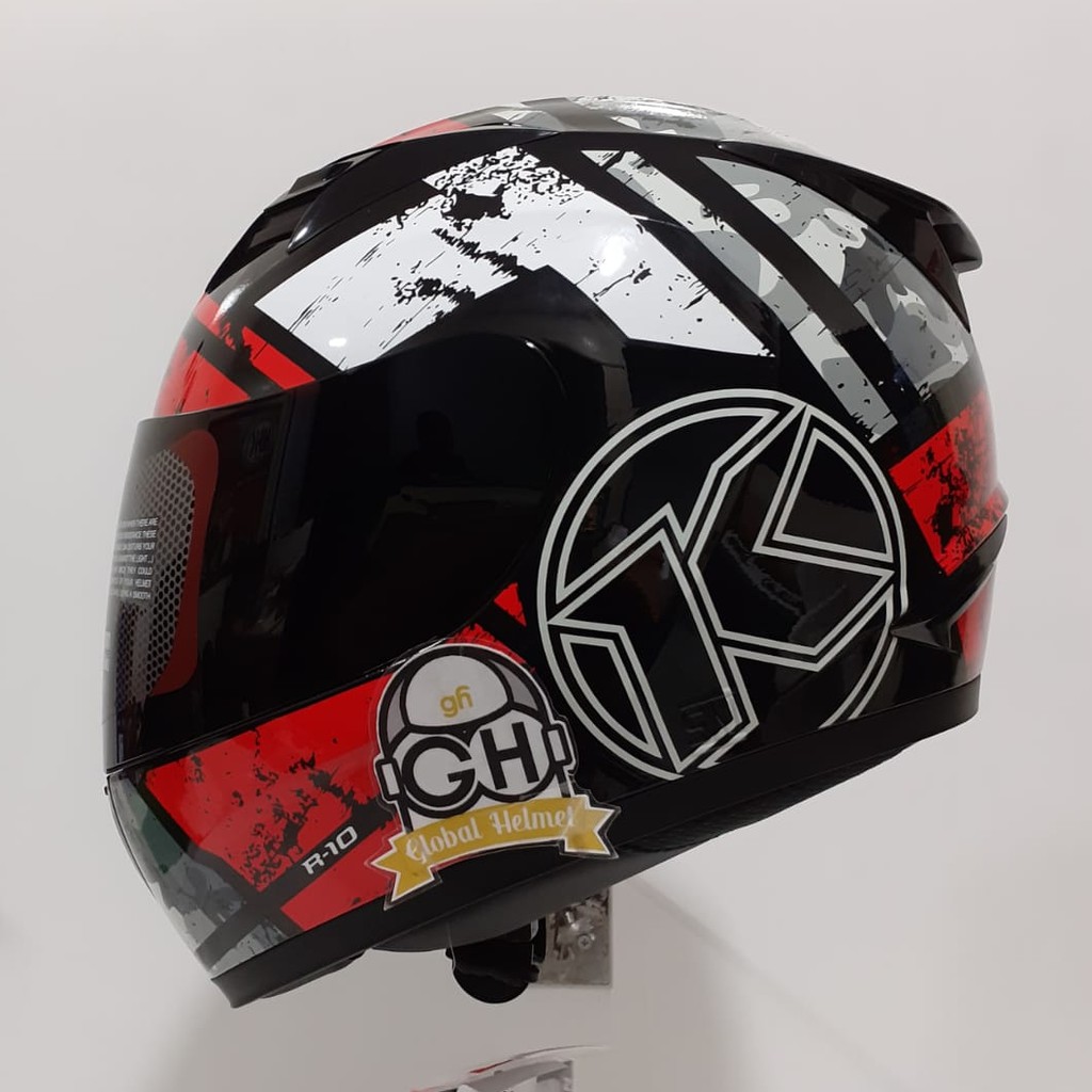 HELM KYT R10 #3 BLACK WHITE RED R-10 #3 KYT R-10 SMOKE VISOR