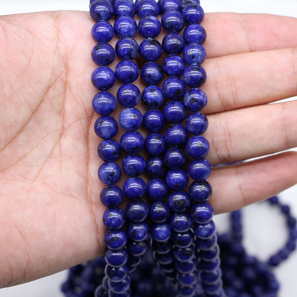 1 Untai / Lot 4 / 6 / 8 / 10 / 12mm Manik-Manik Batu Lapis Lazuli Alami Untuk Membuat Perhiasan Gelang / Kalung Diy