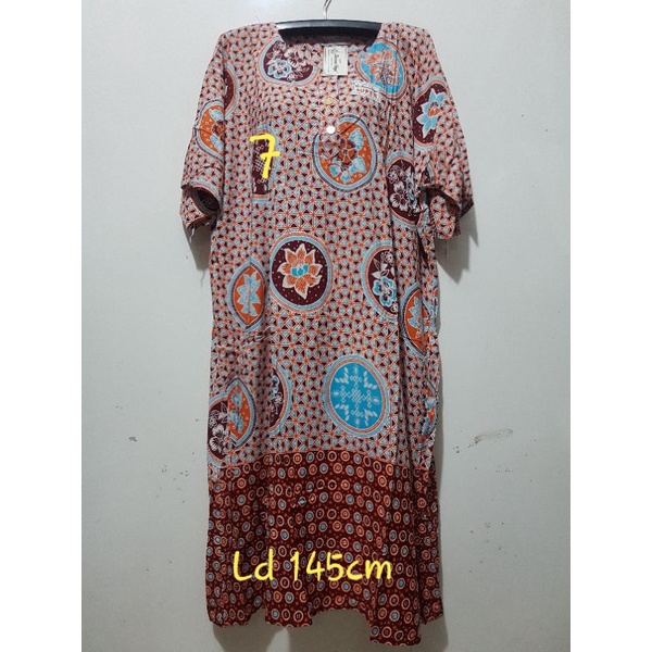 YULI - Daster kencana ungu  L5 JUMBO LD 135-150 CM PB 107 CM BATIK KU LEBEL PUTIH(KUP)-no 7