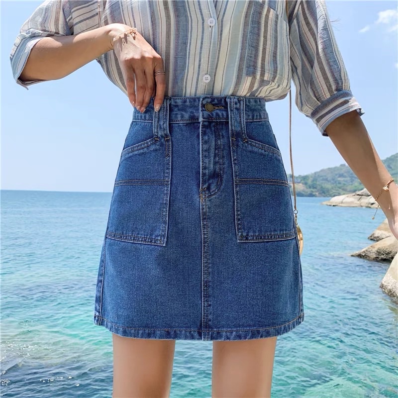 PREMIUM! DENIM SKIRT TWO POCKETS IMPOR