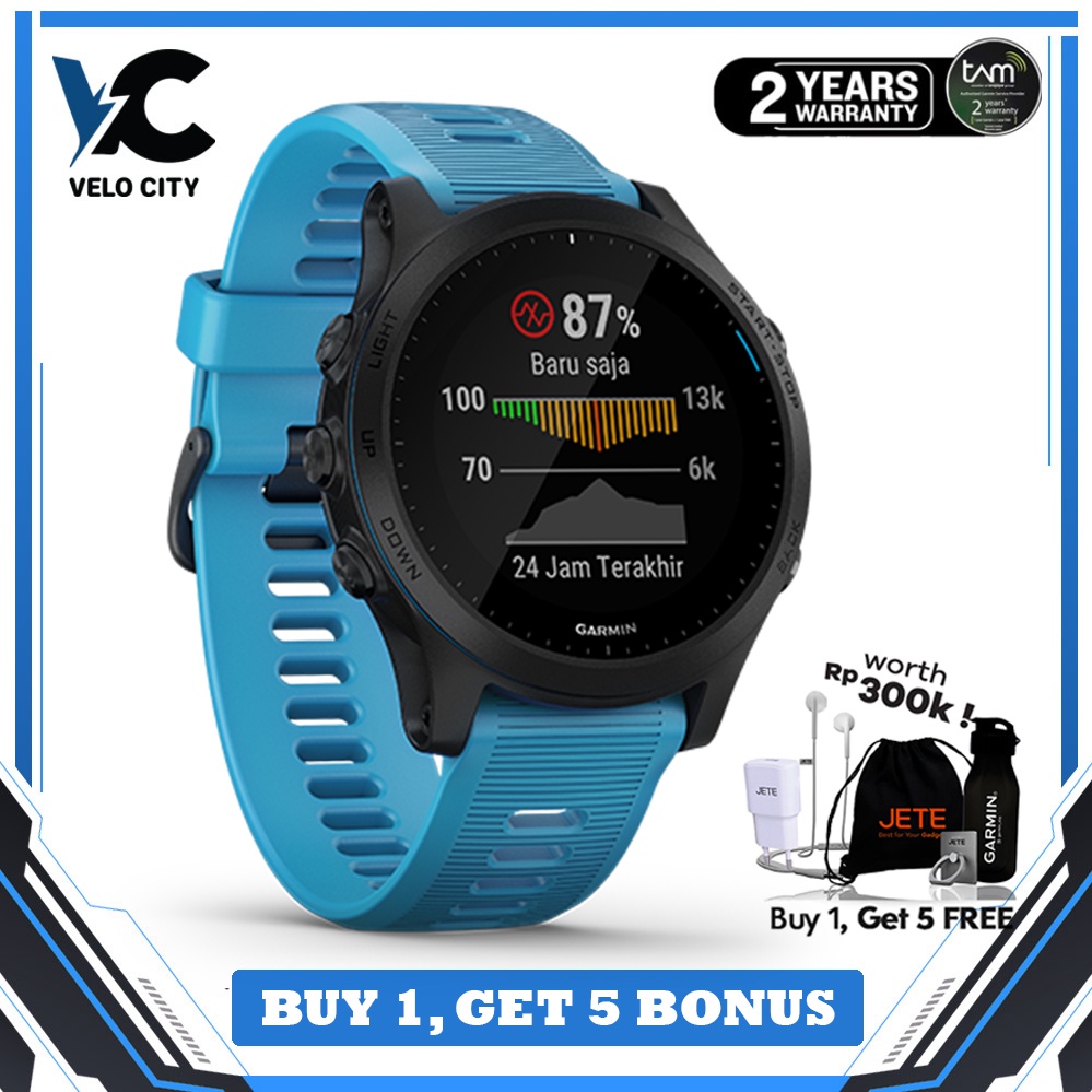 Garmin Forerunner 945 Music with strap Blue - 2 Tahun TAM