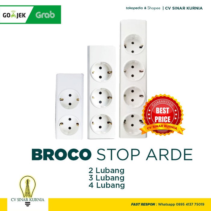 BROCO STOP KONTAK ARDE 2/3/4 LUBANG PUTIH 15321/15330/15340 Hrg GROSIR