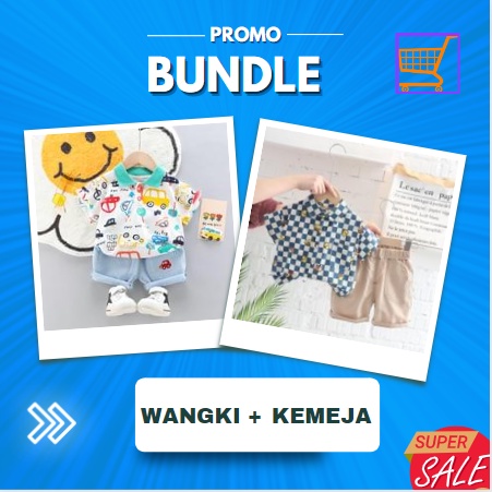 SALE!  BUNDLE 2 PASANG SETELAN baju anak 1-4 thn set wangki kemeja celana jeans chino fashion bayi import