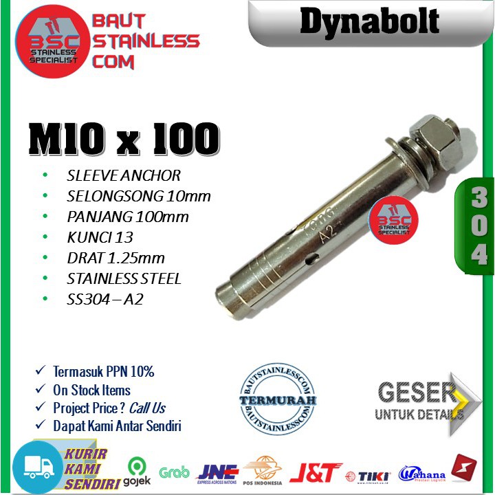 DYNABOLT STAINLESS SS304-A2 10X100 (3740) IMPORT
