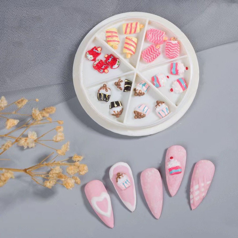 Mxbeauty Hiasan Kuku 3d Bentuk Es Krim / Kue / Donat Bahan Resin Model Jepang Untuk Nail Art