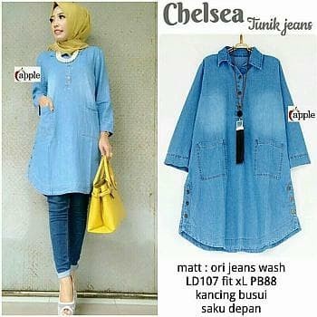 Blouse Korea | Crop Top | Crop Tee | Atasan Wanita Import Bangkok EJ842 Chelsea Tunik JeansJeans Ata