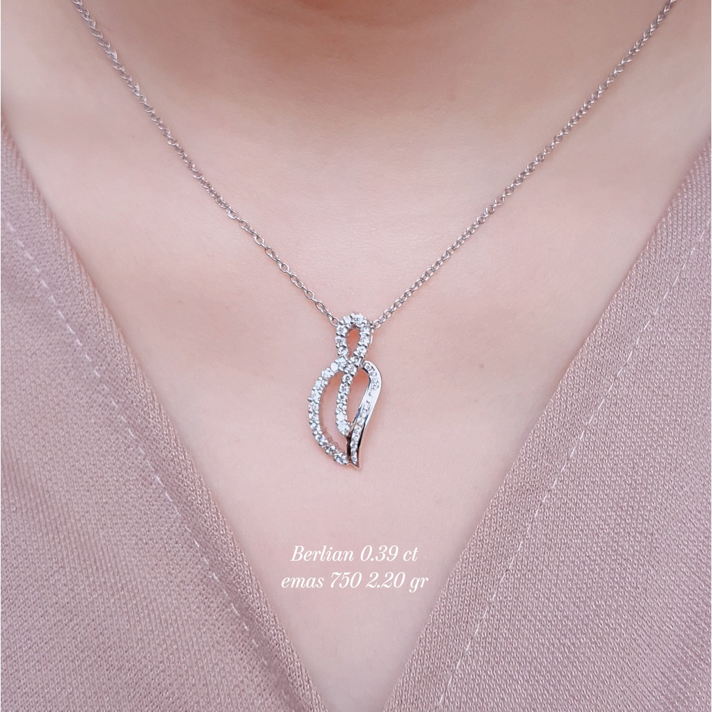 Perhiasan liontin berlian eropa ( NATURAL DIAMOND ) 0.39 ct emas putih 750 18k kode 1209
