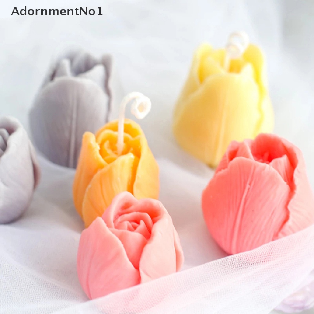 (AdornmentNo1) Cetakan Lilin / Sabun Handmade DIY Bentuk Bunga Tulip 3D Bahan Silikon