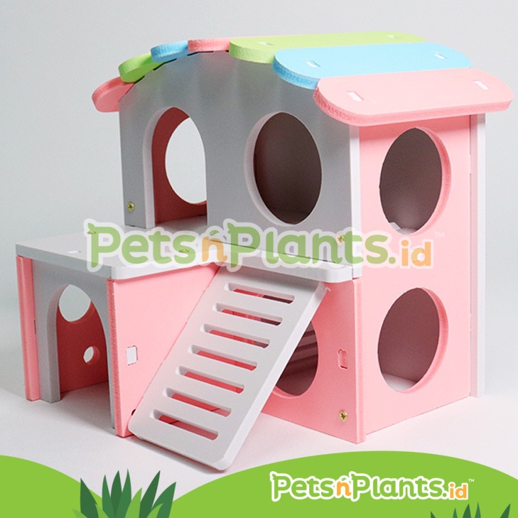 Rumah Tempat Tidur Hamster Mainan Kayu - Wooden Rainbow Ecoboard House