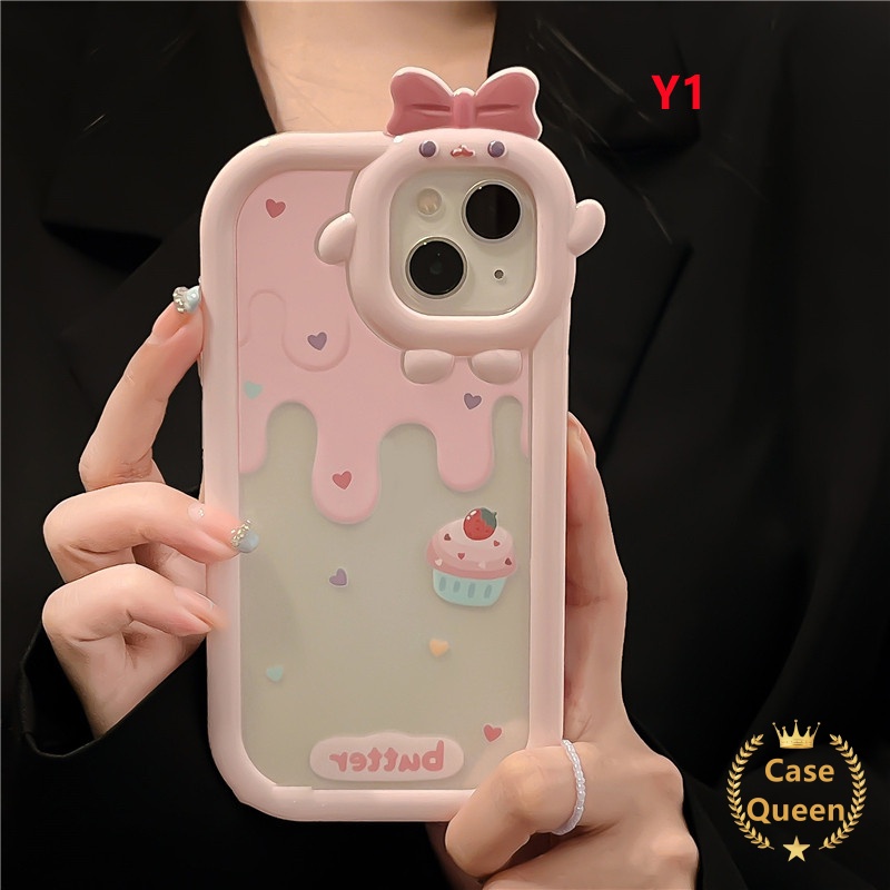 Bow-knot Monster Case Oppo A17 A7 A7 A5S A12 A3S A12E A53 A74 A95 A16K A16E A17K A52 A92 A96 A76 Reno 5 5F 4F 7 A5 A9 A16 A54 A15 A57 A31 A15s A55 A16s Candy Butter Cream Strawberry