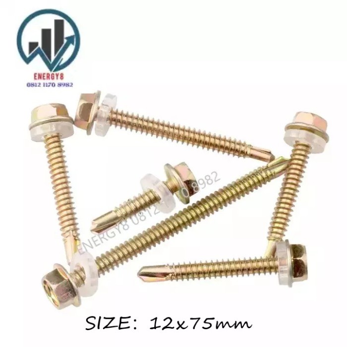 BAUT ROOFING 12x75mm isi 200 pcs SEKRUP BAJA RINGAN BAUT RUMPING