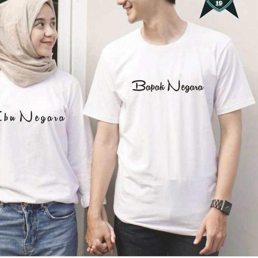 ֍ [BISA ] Kaos Couple Pasangan Dewasa Putih Bapak Ibu Negara Lengan Panjang Pendek KIDSPRING ✵
