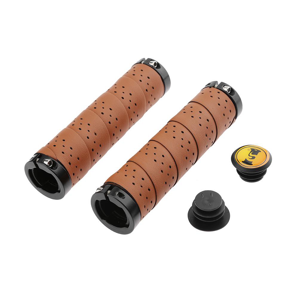 2pcs Vintage Bike Bicycle Leather Anti-skid Handlebar Cover Sleeve Grips