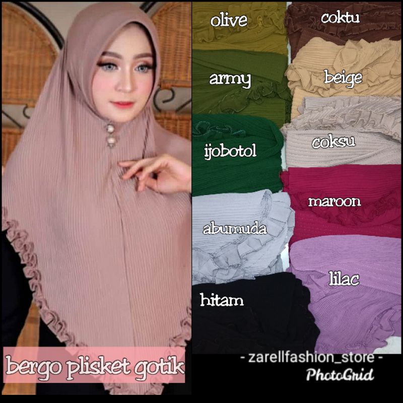 ZARELLFASHION - JILBAB INSTAN BERGO PLISKET GOTIK