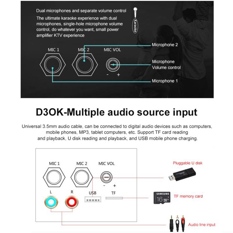 COD 10 inci 5inci Amplifier Board Karaoke Audio Bluetooth USB FM Radio TF Player Subwoofer 30-120W