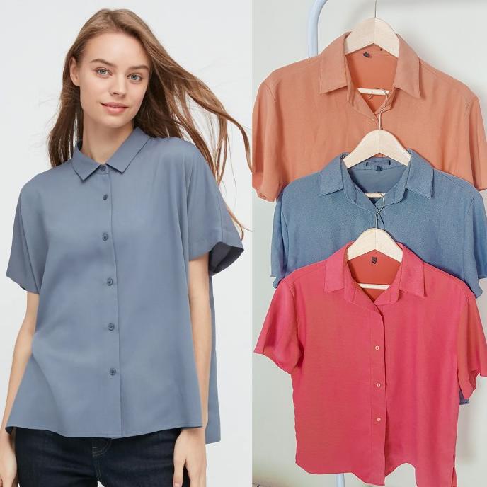 Uniqlo Blouse Rayon Branded Sisa Ekspor 100% Ori Sale