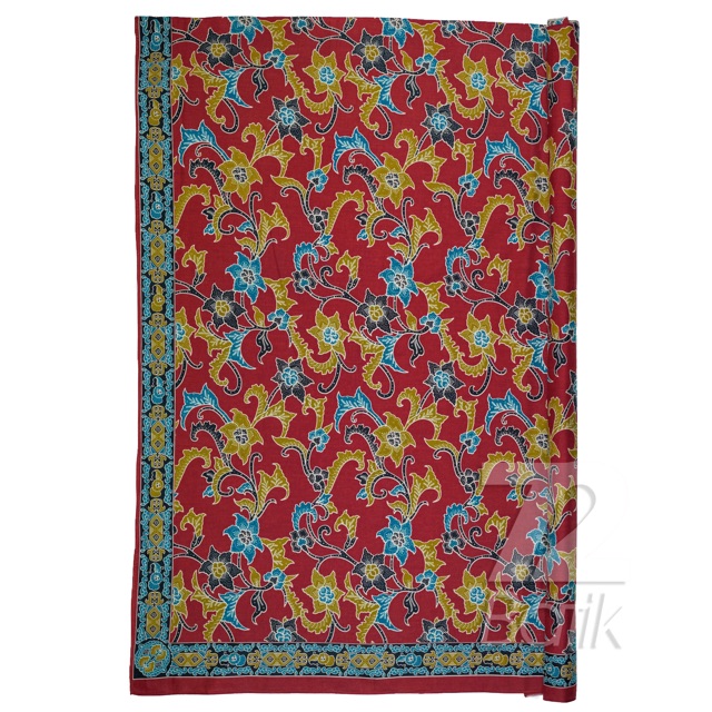 KAIN BATIK PREMIUM Bahan Katun Motif Kembang Warna Merah Kuning Biru Tosca 721793 Cap 72 Jarik Jarit Samping Kebat Panjang Batik Katun Modern Premium Bahan Seragam Batik Pernikahan Kantor Keluarga Murah Kamen Jadi Batik Bali Lembaran