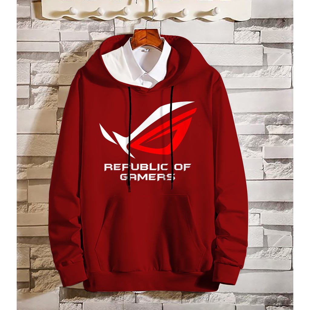 Hoodie Pria / Hodie Pria  / Jaket Pria/ Sweater Hoodie ROG (Republic of Gamers) Bahan Fleece UK L-XL