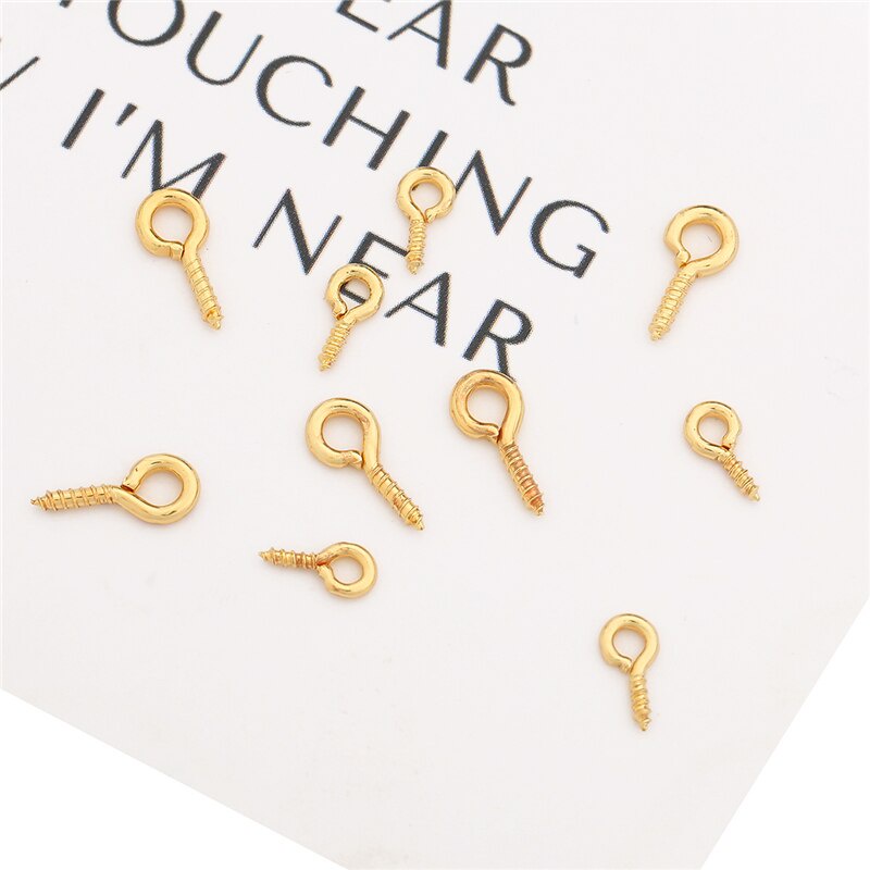 18K Gold Plated 25Pcs/lot 4x8mm 5x10mm Copper Screw Eye Pin for DIY Jewelry Findings Craft Making Earrings Bracelets