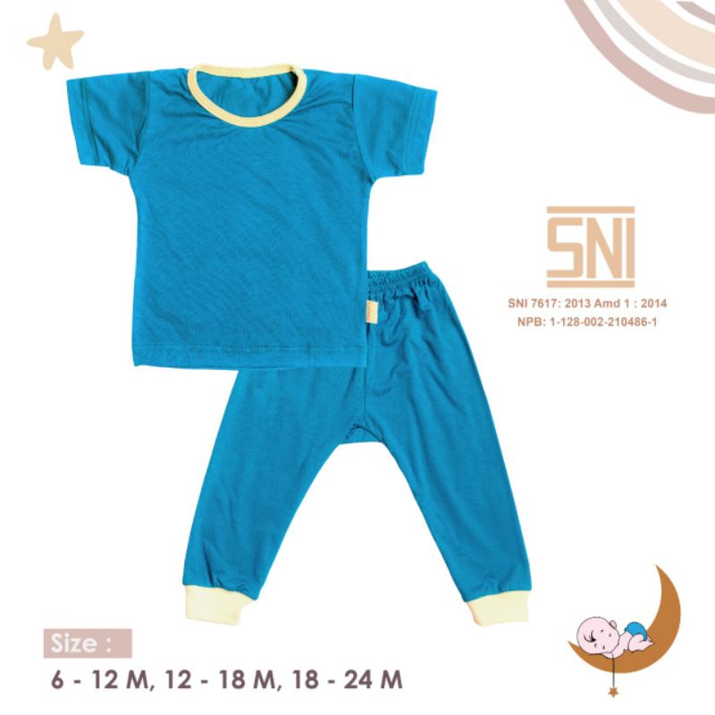 SNI S M L MOONS Stelan Oblong Campur  POLOS Moons/ Baju Oblong Campur , setelan piyama anak PENDEK BAJU