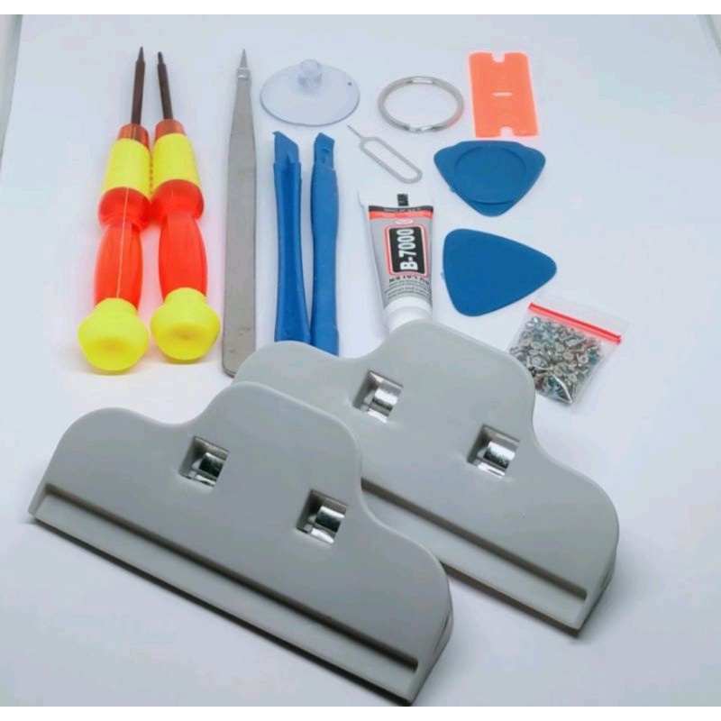 PAKET LENGKAP Obeng 10 in1 Plus Lem Lcd B7000 3ml Bening Plus Penjepit Lcd Plus Baut Hp Universal Ob