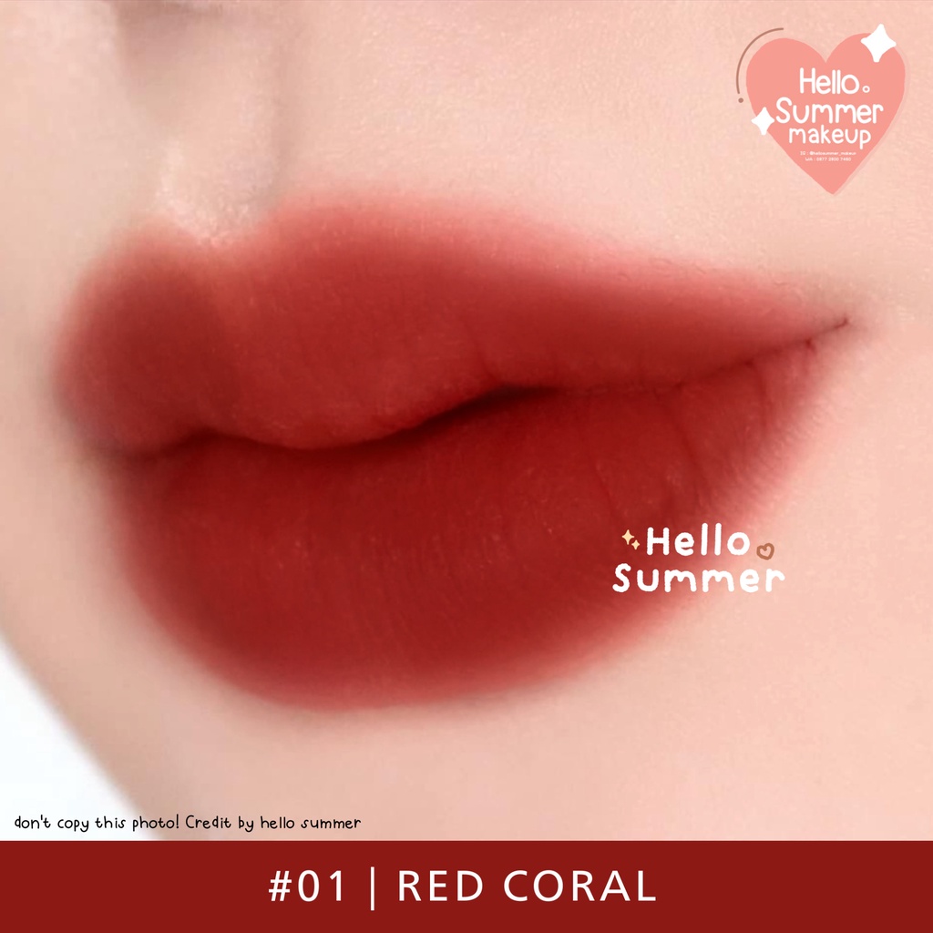 𝐌𝐀𝐓𝐓𝐄 𝐋𝐈𝐏𝐒𝐓𝐈𝐂𝐊 - Kiss Beauty Red Velvet Lasting Lip Color Lipgloss Longlasting 3ml Tahan Lama-#01 Coral Red