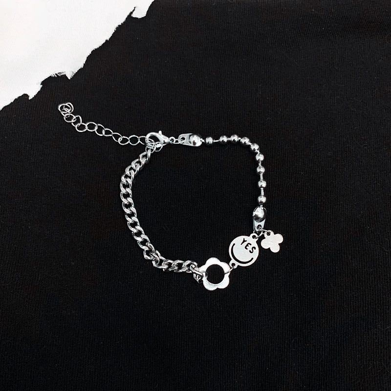 Stitching Smiley Letter Bracelet Accessories Hip Hop Trend Simple Fashion