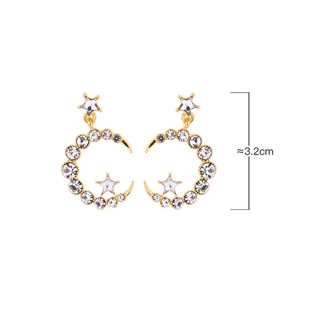 LRC Anting Tusuk Fashion Platinum S925 Sterling Silver With Diamond Star Earrings F89203