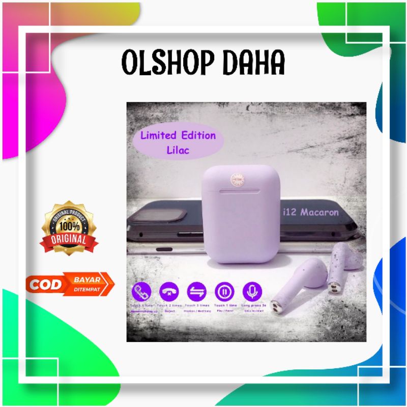 I12 Macaron TWS Lilac Limited Edition Headset Bluetooth Wireless BT 5.0