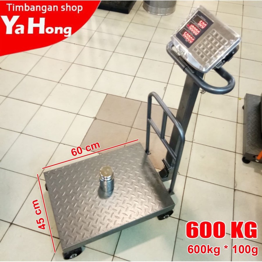 Timbangan Barang Digital 600kg Akurasi 0.1kg / Timbangan Duduk Bench Scale + RODA