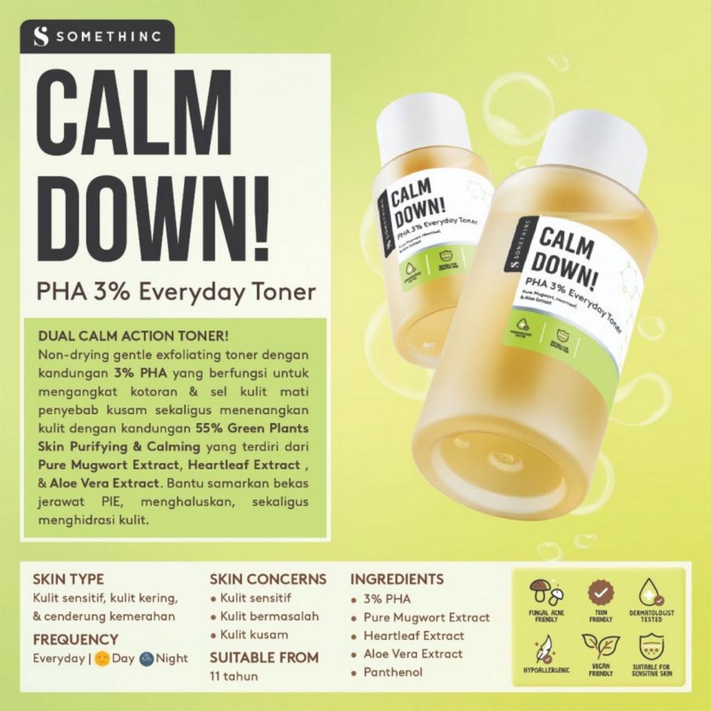 SOMETHINC Calm Down! (Skinpair R-Cover Cream Moisturizer Moisture 25ml, Barrier Serum 20ml, Bubble Cleanser 120ml, PHA 3% Soothing Everyday Toner 100 ml &amp; 40 ml, Ampoule 30ml)