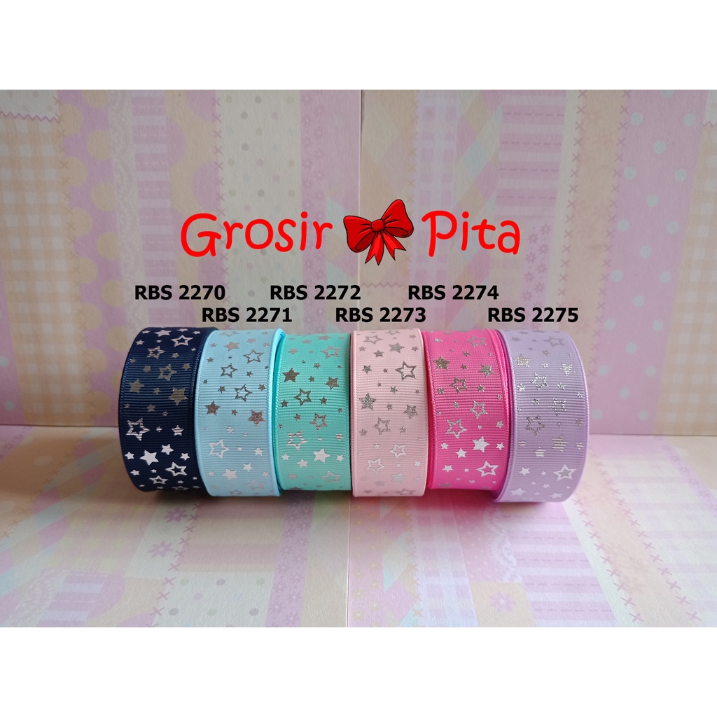 

(25 yard) Pita Grosgrain Motif Star RBS 2270,2271,2272,2273,2274,2275 | Toko Bahan Craft | Grosir Pita