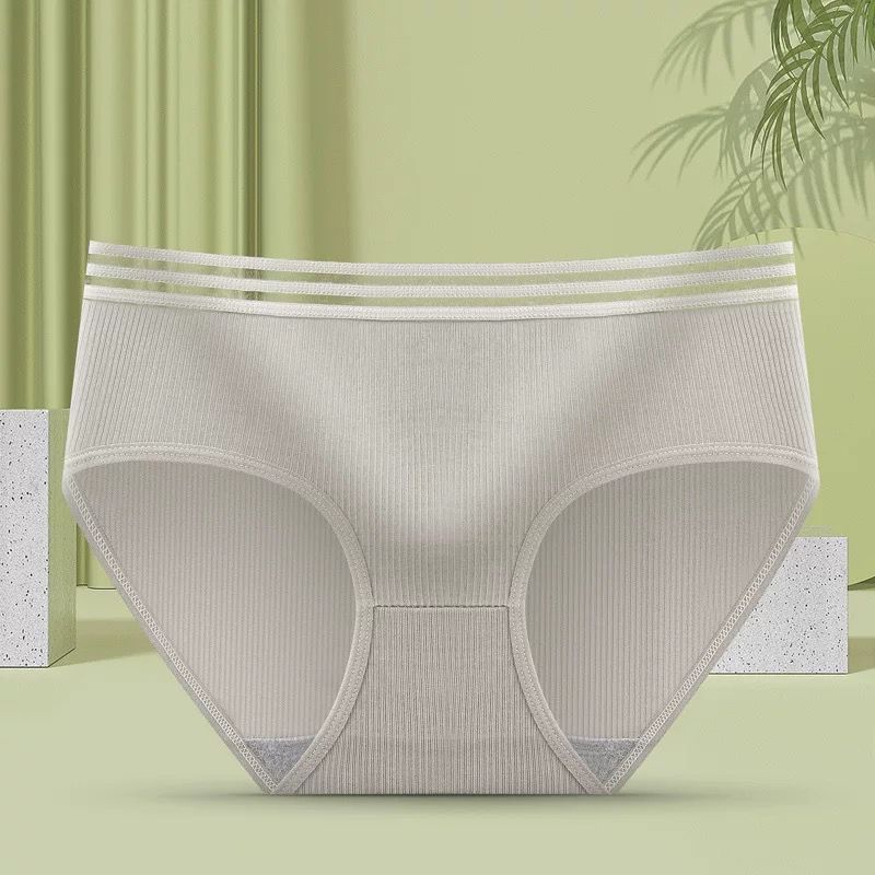 [ LINGERIE MASTER ] - (C-19) Celana Dalam Wanita Underwear Cewek Polos list hitam Celana Dalam Korea Bahan Katun-C-19 Gray