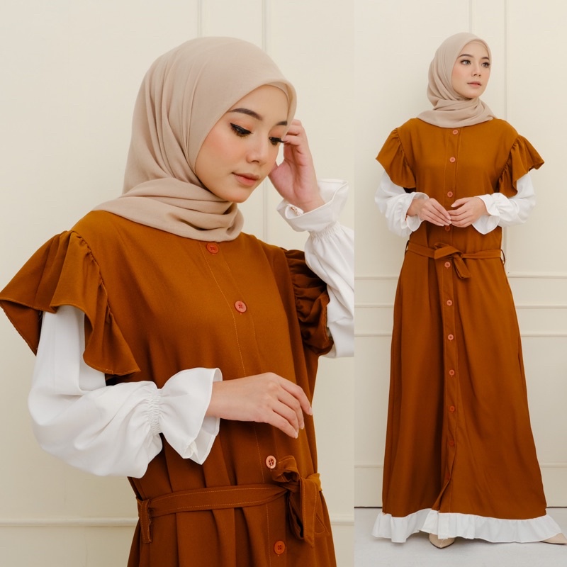 FIONA MAXI GAMIS SHAKILA JUMBO P140 PANJANG TINGGI BUSUI JUMBO BIGSIZE LD110 POLOS MODEL SYAKILA