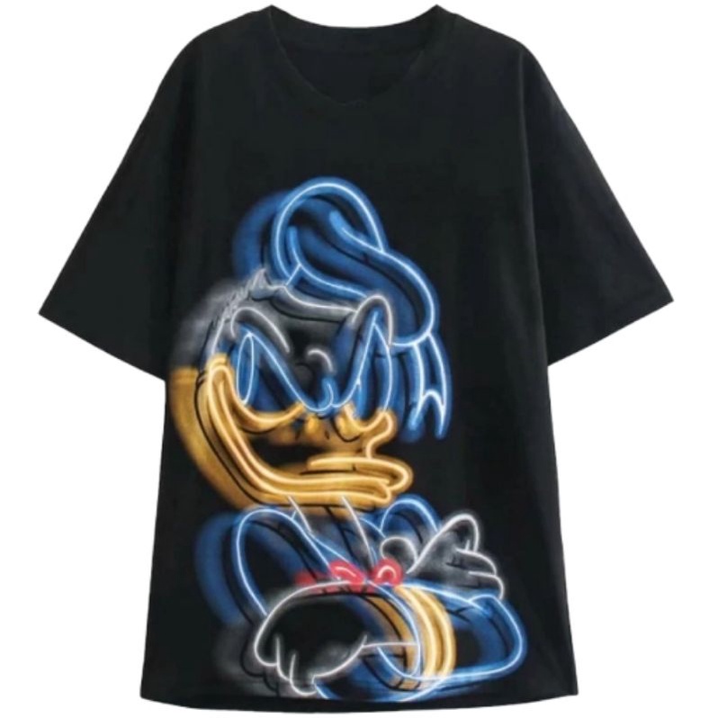 Kaos Zara Disney Duck Atasan Wanita Branded Hitam Tshirt Wanita pakaian wanita